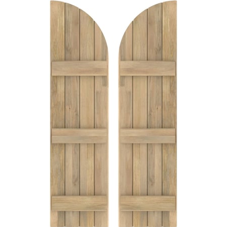 Ekena Millwork Americraft 4-Board (3 Batten) Wood Joined Board-n-Batten Shutters w/ Arch Top, ARW401BQ414X60UNH, PR ARW401BQ414X60UNH